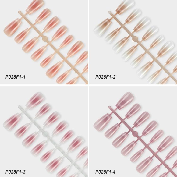 30Pcs Glossy Press On Nails Long Coffin Gradient Fake Nails Cat Eye False Nails