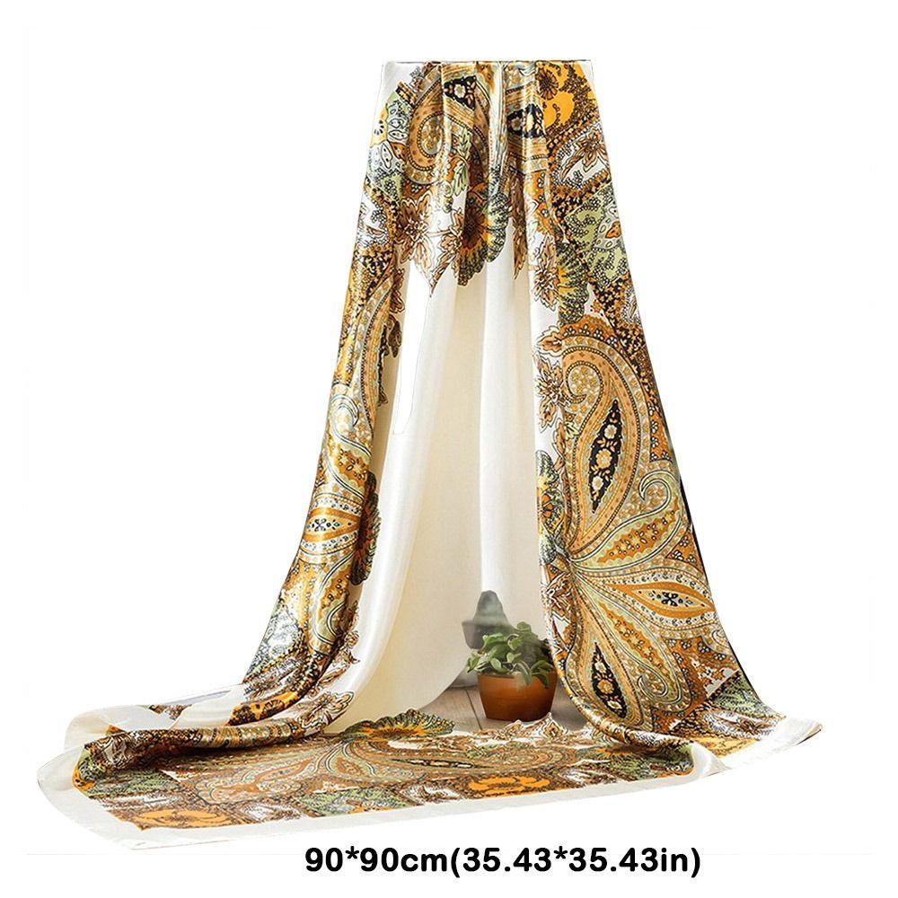 90x90cm Satin Headscarf Print Hair Towel New Square Scarf