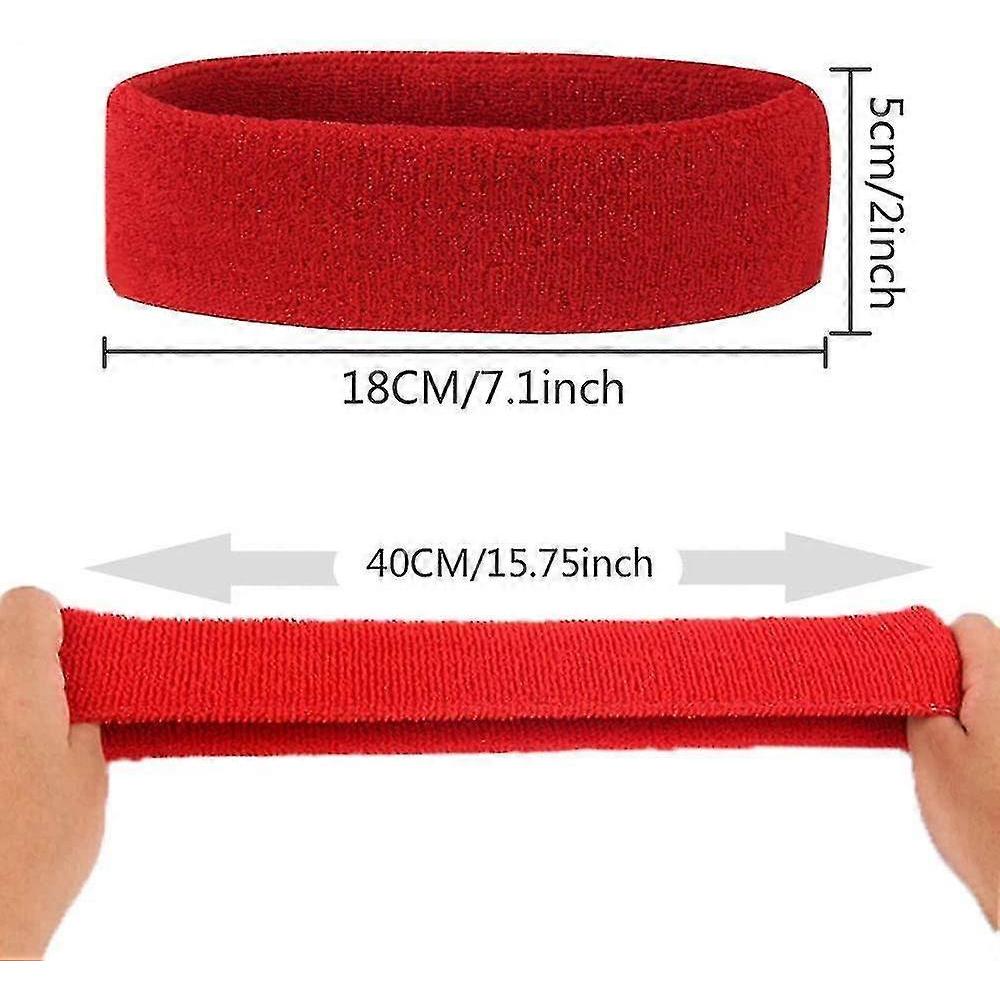 10 Stück Sport-Stirnband für Männer und Frauen, Schweißband, Elastisches Haarband, Rutschfestes, Feuchtigkeitsableitendes Baumwoll-Stirnband für Sport