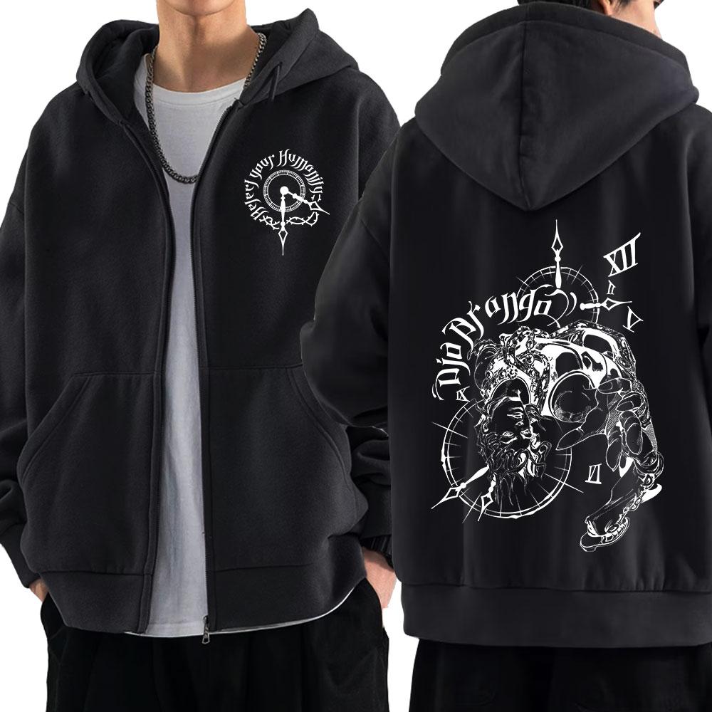 Felpe con cappuccio e zip Cool Anime Jojo Bizarre Adventure Drop Dio Over Heaven Felpe con zip Manga Uomo Donna