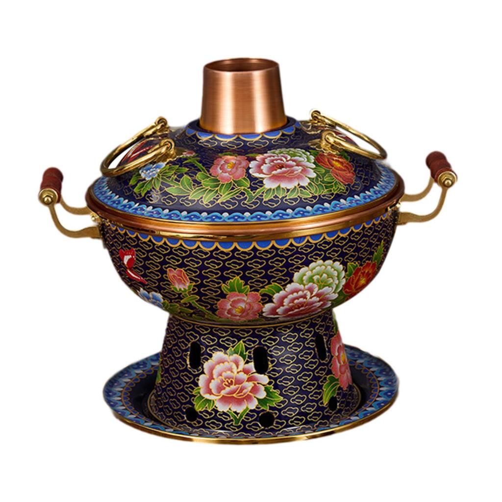 Copper Pot Cookware Sturdy Cloisonne for Restaurant Home Parties Blue