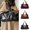 Retro Brand Roomy Shoulder Bag Female Luxury Solid Color Classic Crossbody Bag Large Capacity Style Soft PU Leather Tote Bag