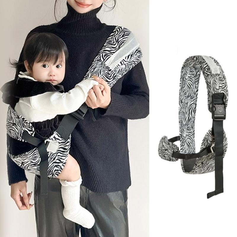 Comfortable Infant Back Support Carrying Strap With Leopard Print Design Breathable Fabric Safety Locks For Daily Use
