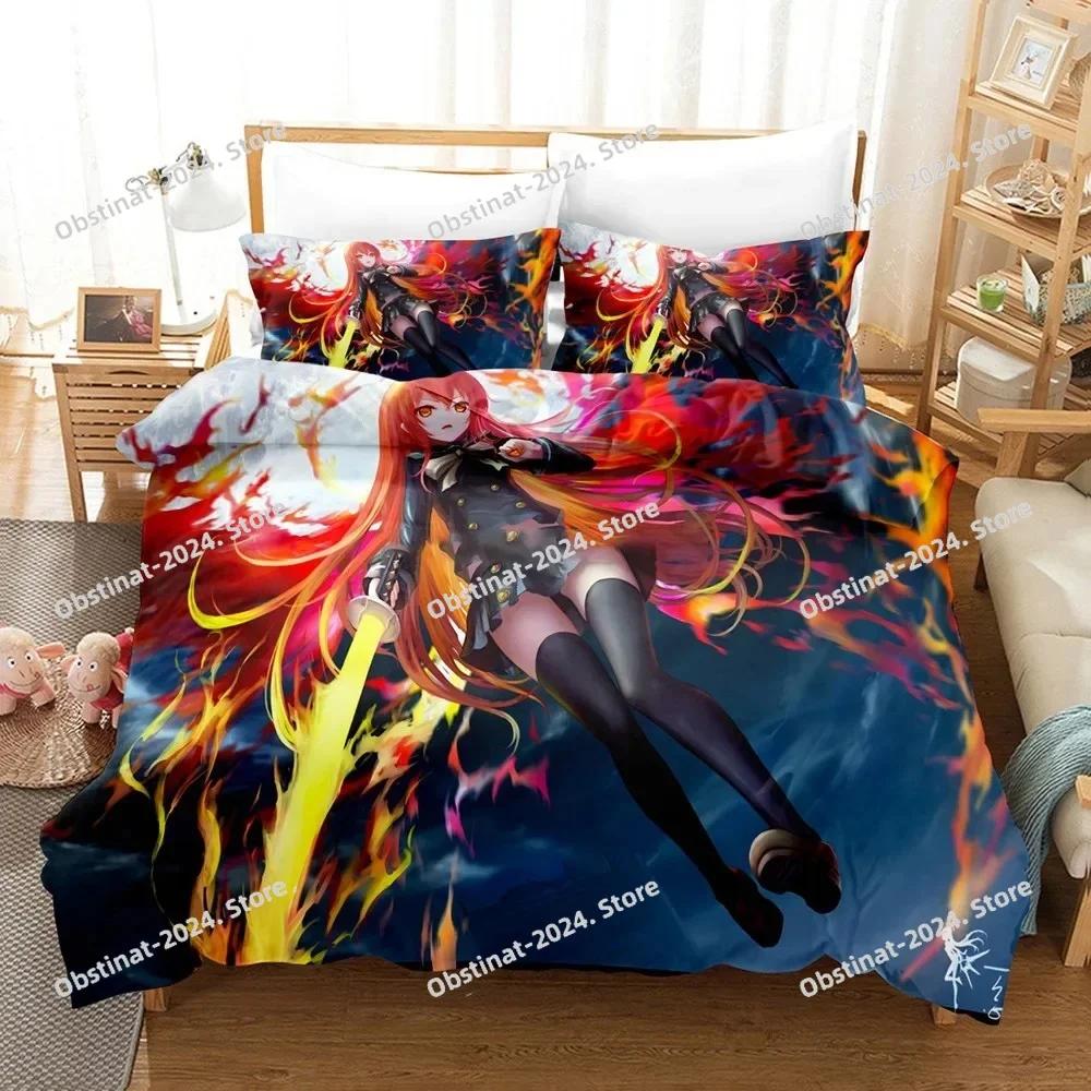 Kawai Girl Shakugan No Shana Beding Set Printed Bed Linen Set With Pilowcase Soft Duvet Cover Soft Single Double Quen Super King-Sized Dimensionsd