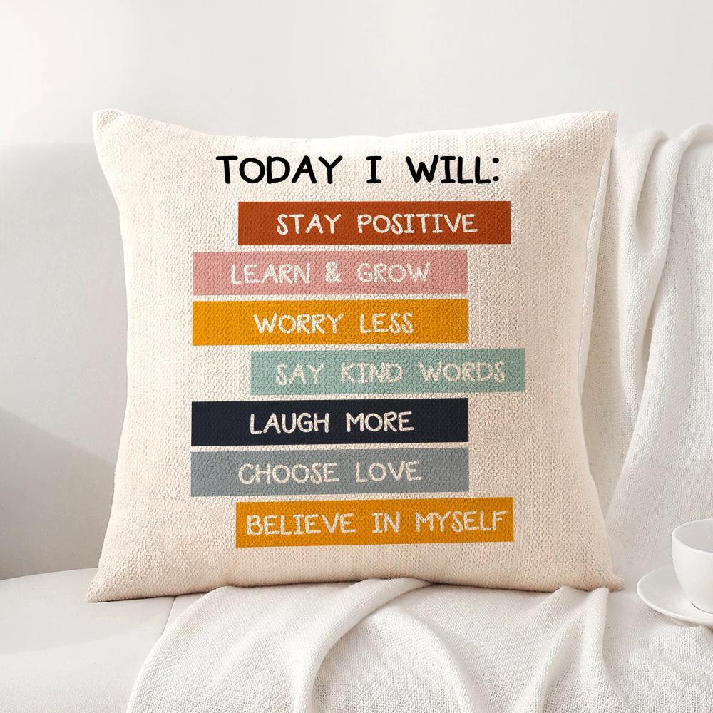 English Education Cushion Cover Natural Linen Organic Fabric DoubleSided Printing Sofa Home Decor Breathable Bed Pillow