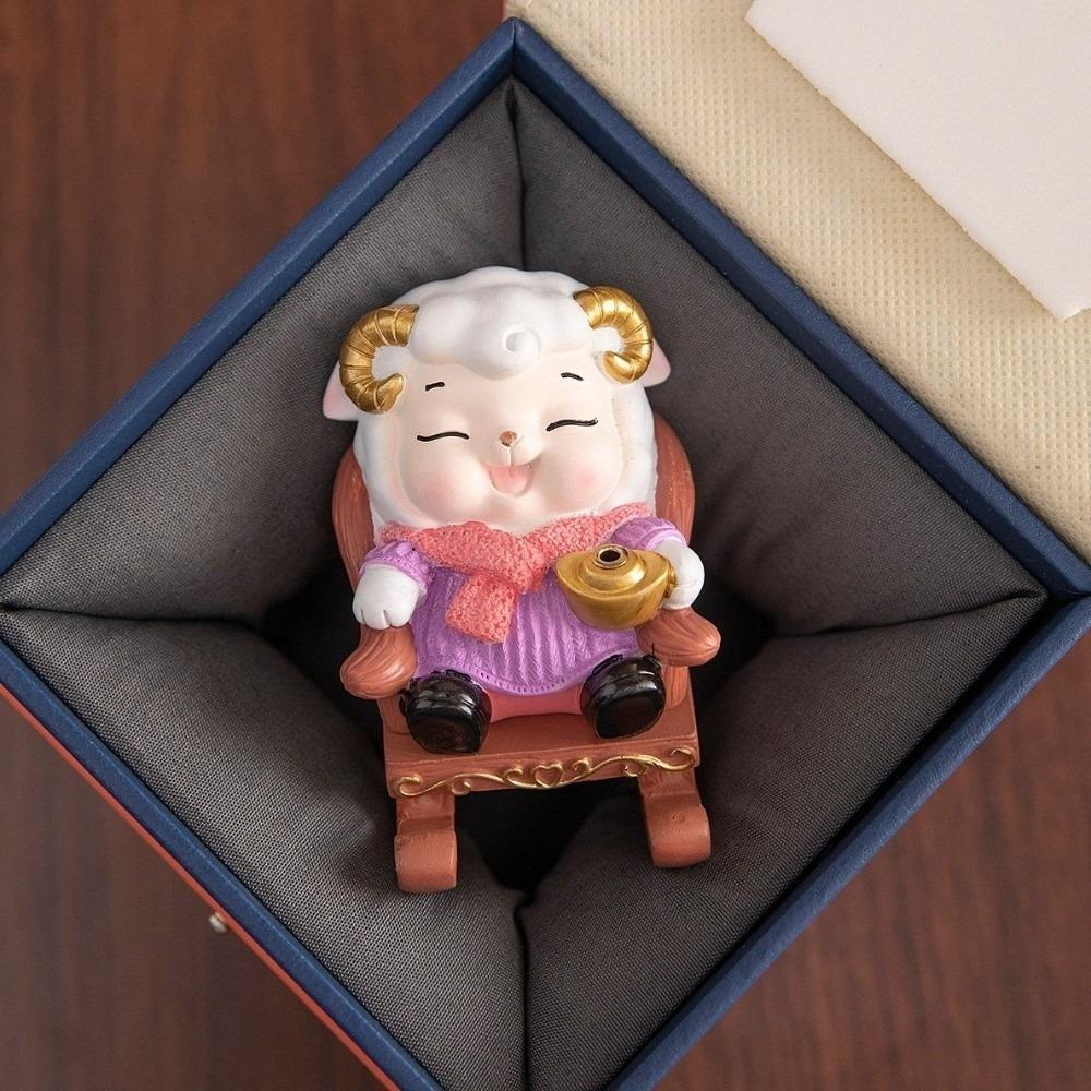 Mascot Laying Sheep Incense Censer Funny Creative Sheep Incense Burners Resin Sheep Figurine with Rocking Chair Year of the Goat