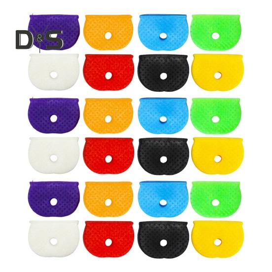 24/32/40 Pcs Colored Key Caps Flexible Round Rubber Key Covers Semi-circular Key Tags Identifiers for House Keys Non Odd-Shaped Keys