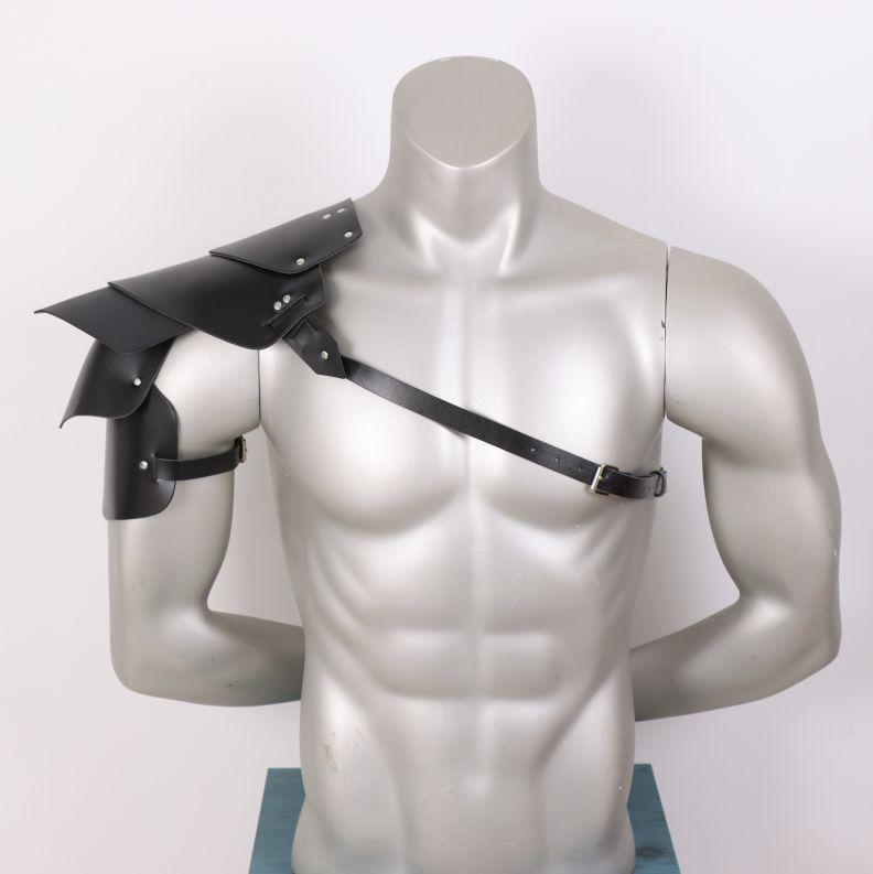 Mittelalterliche Wikinger Herren Doppel Schulterpanzer Riemen Kostüm für COSPLAY & Halloween gray