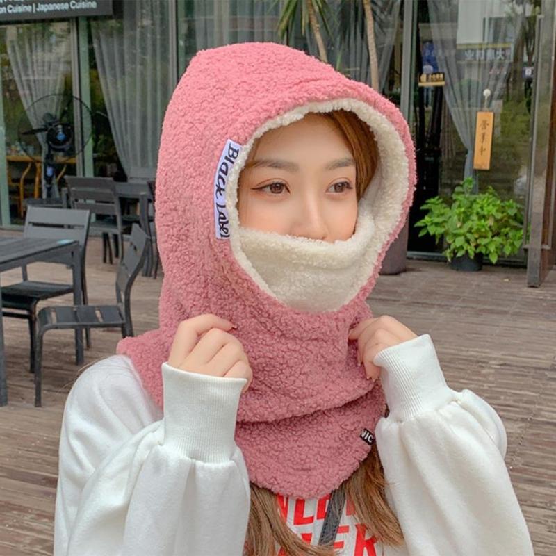 3-in-1 Women Hat Thick Fleece Hat with Ear Flaps Facemask Outdoor Hat Furry Caps Windproof Hat Hiking Running Headwear