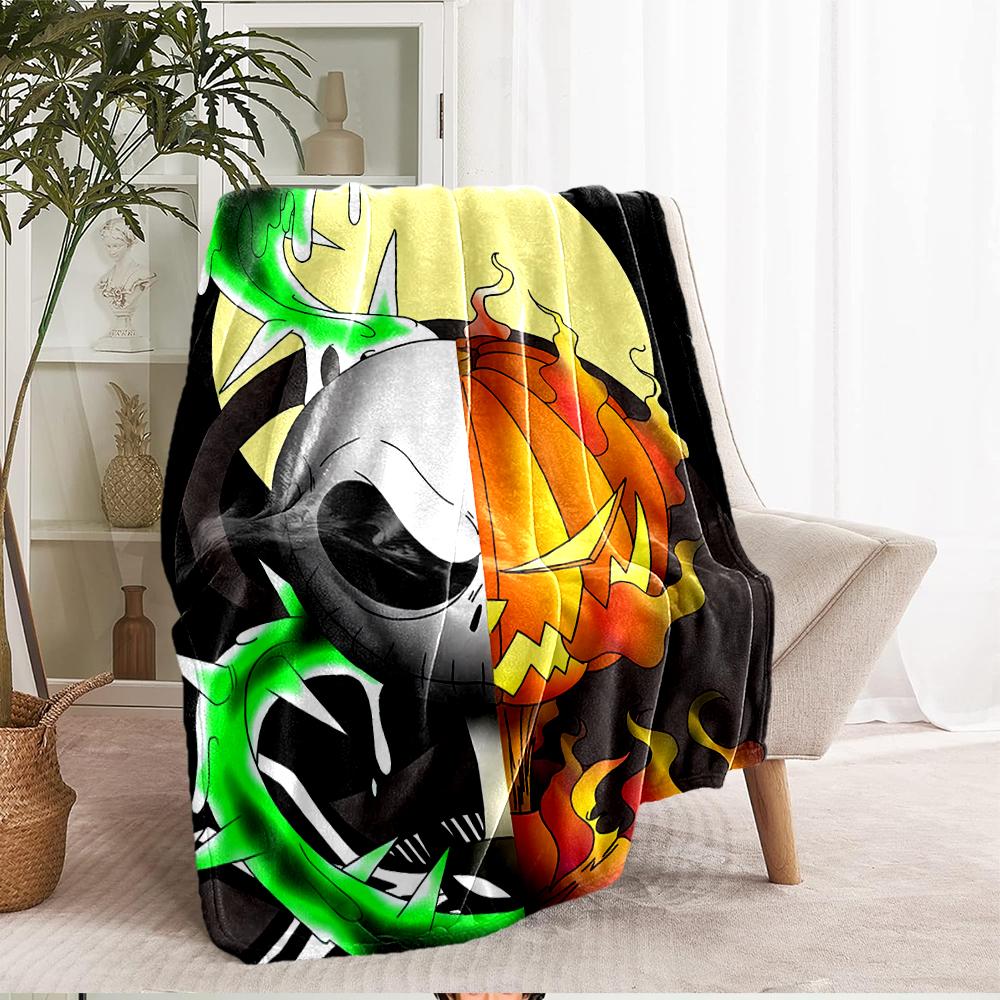 The Nightmare Before Christmas Theme Printed Blanket - Perfect for Couch, Bed, Travel & Outdoor Use | Machine Washable, Cozy & Durable.