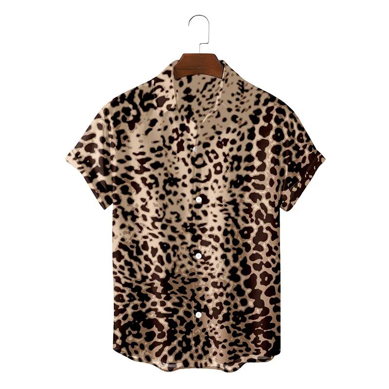 Summer Fashion Shirts For Men Streetwear Leopard Print Shirt Summer Harajuku Womens Clothes Blouse Camisa Masculino