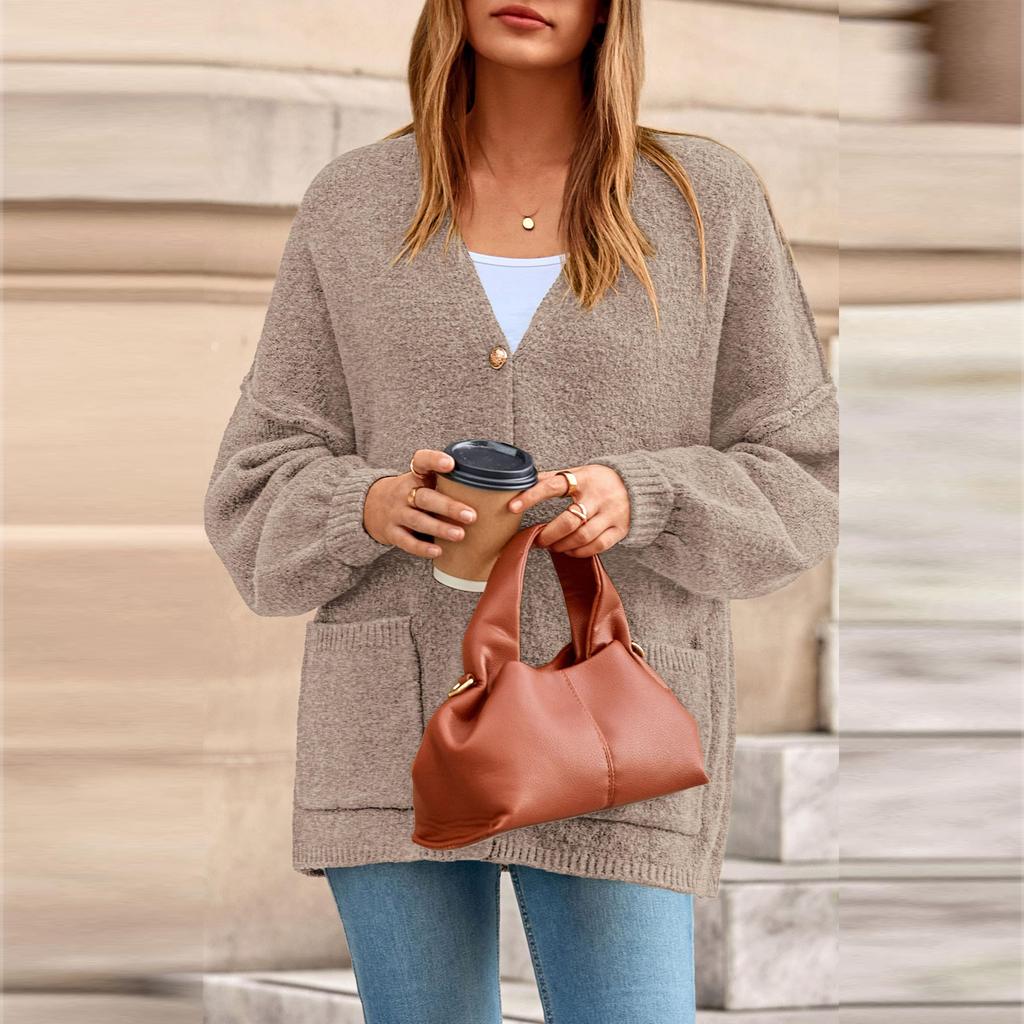 Sweaters For Women Button Long Sleeve Knit Sweater Coats With Pockets