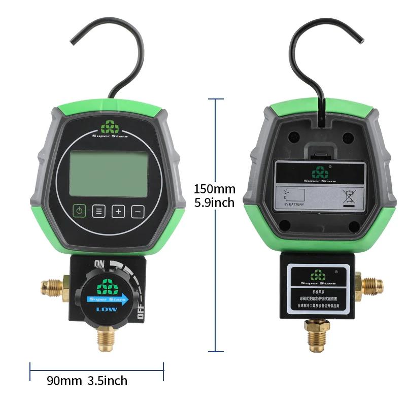 Electronic Fluoride Gauge Digital Display Manifold Tester Refrigerant Vacuum Pressure Gauge Air Conditioning Leak Detection DSZH