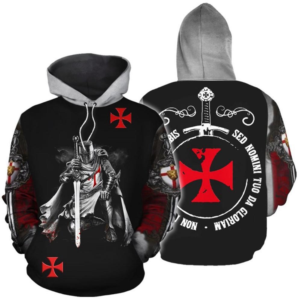 

Knights Templar Armor Hoodies Jacket Crusader Cross Medieval Sweathsirt Pulover Full Printed 3D Чоловіча толстовка з капюшоном Carnival M