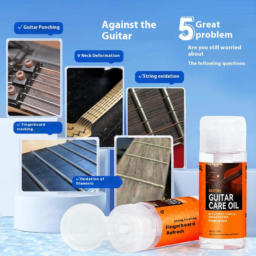 Guitar String Oil 60ml Music Instrument Oil Guitar String Care Oil Suitable for Cleaning and Surfaces Protection