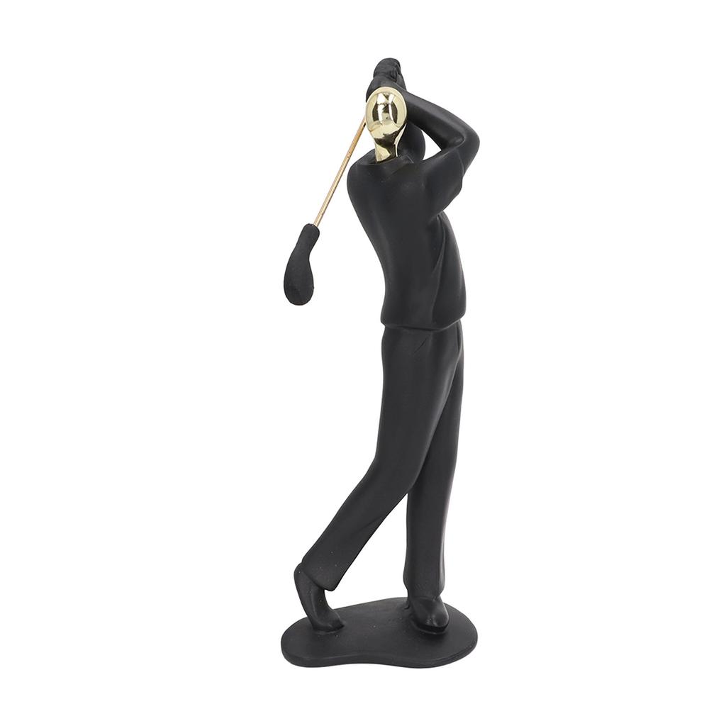 Golfer Figurine Matte Black Beautiful Posture Antislip Base Smoothing Line Golfer Man Statue for Bookshelf Desk Cabinet