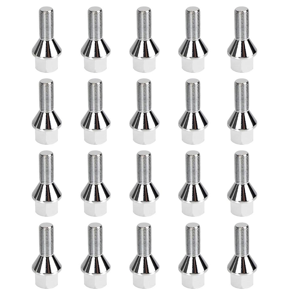 12x1.25 Wheel Lug Bolts 5 Pcs Silver Lug Shank 28mm Compatible with Jeep Compass Renegade Fiat Cherokee Acorn, 28mm Shank 19mm Hex 2.45 inch Length