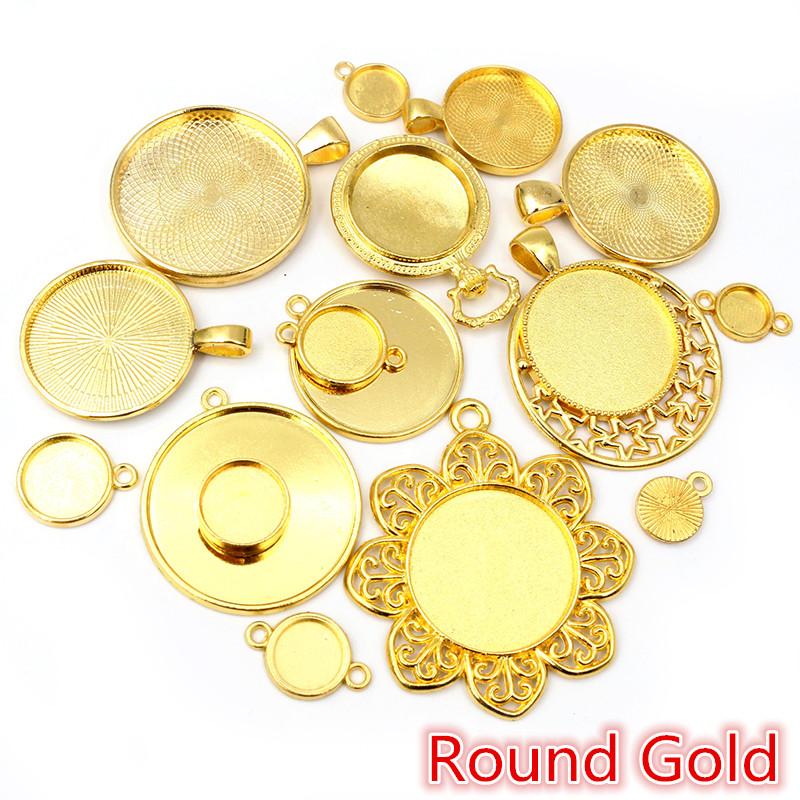 30g Směs stylů Starožitný bronz Stříbrný pozlacený zinková slitina Přívěsek Prázdný Cameo Cabochon Základna Nastavení Rámečky Šperky Příslušenství