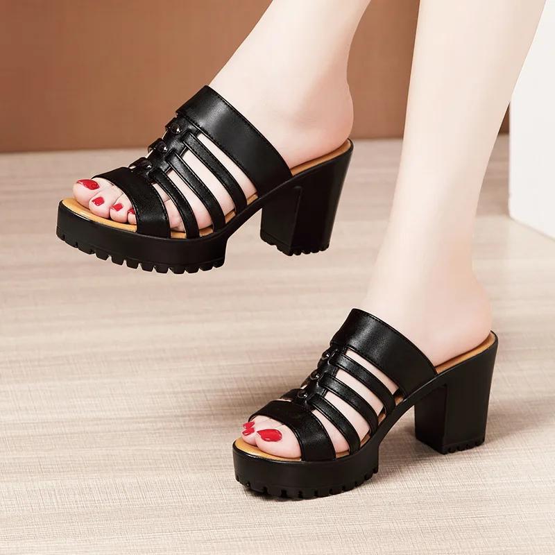 

Big Size 32-43 Summer Wedding Shoes Women Slippers Platform 2025 High Heels Slides Ladies Gladiator Shoes Office Slippers 43 чорний