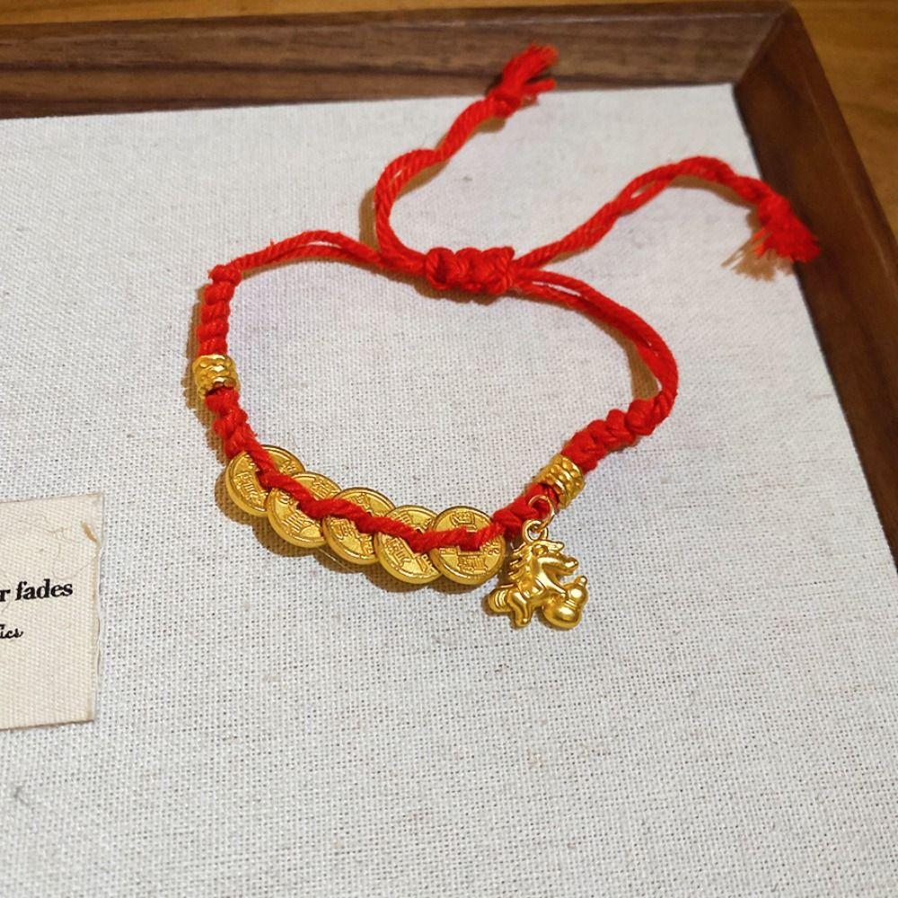 Year of The Horse Zodiac Horse Bracelet Hand-woven Chinese Red Handrope  Decoration