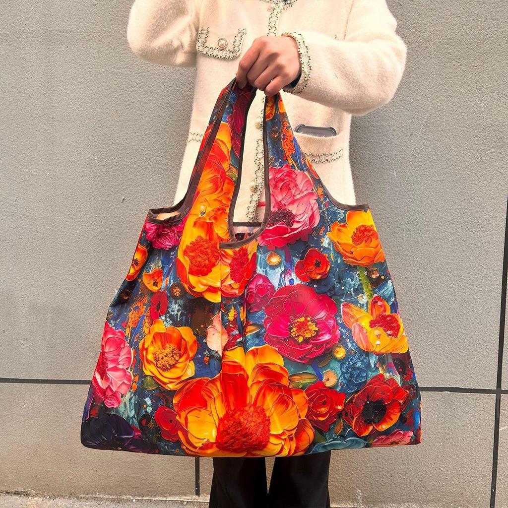 Borsa Tote da Viaggio Pieghevole Ecologica con Cartoni Animati - Borsa da Shopping a Spalla Singola di Grande Capacità per Donne