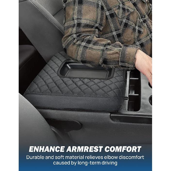 JOYTUTUS Center Console Cover Compatible With Silverado Sierra 2014 2015 2016 2017 2018 Jump Seat, Leather Arm Rest Armrest Cover For Car, Durable