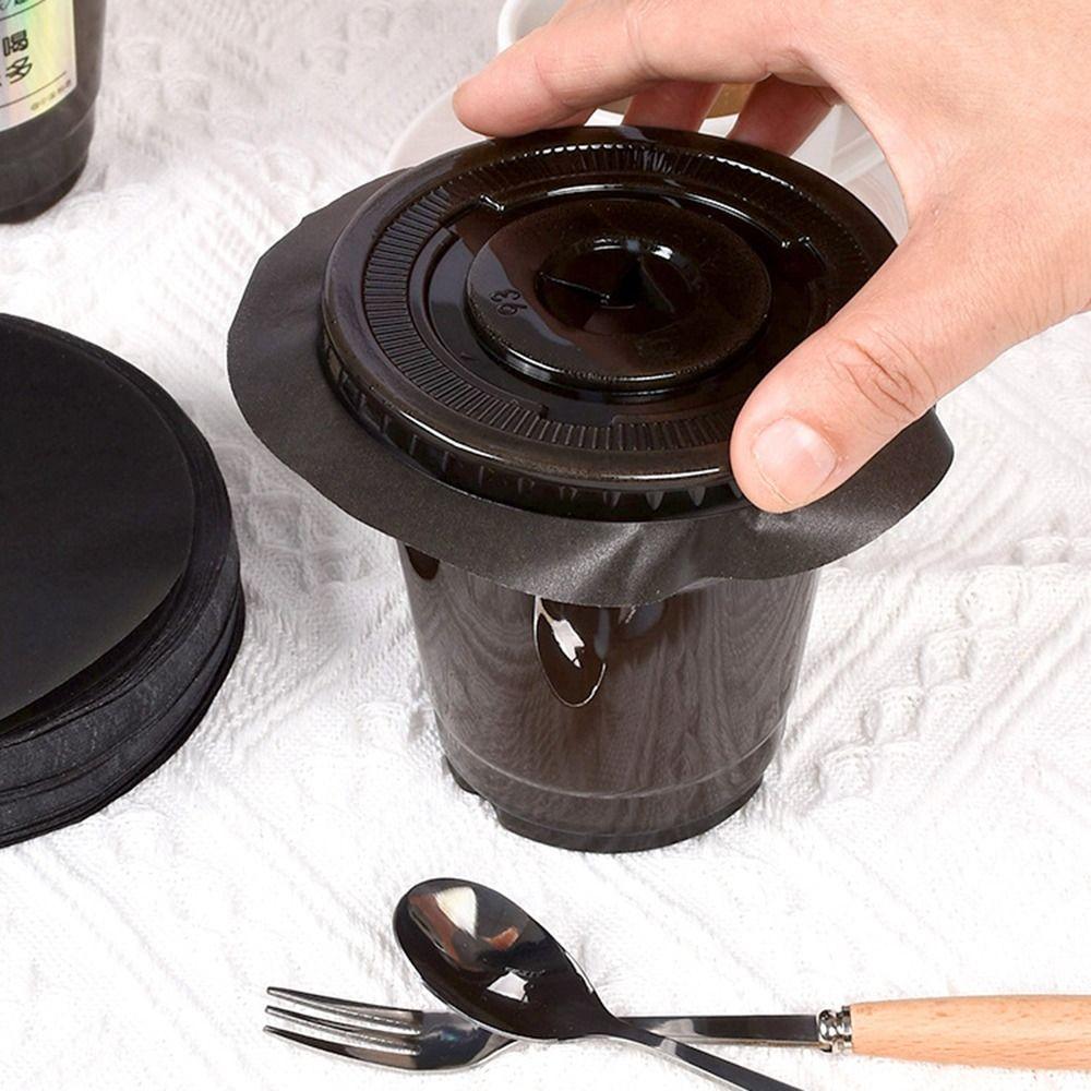 500Pcs Anti Overflow Leak Proof Paper Round Milk Tea Anti Leakage Paper Film  Kitchen Supplies