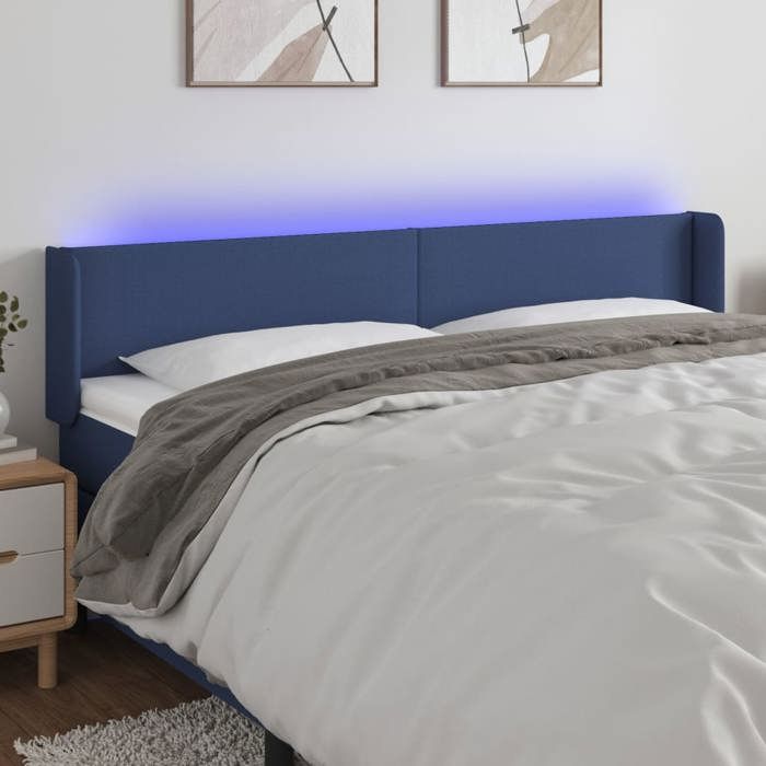 VidaXL Tête de Lit à LED Meuble de Chambre à Coucher Accessoire de Lit Double Tête de Cadre de Lit Intérieur Bleu 3122984