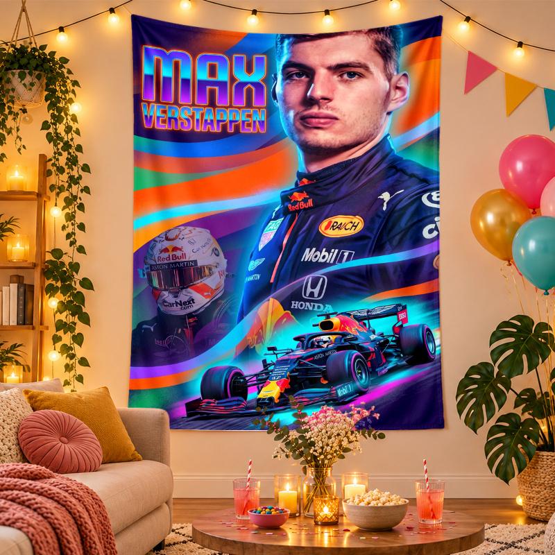 Polyester Wall Tapestry with Max Verstappen Design, Decorative Hanging for Bedroom Living Room Dorm