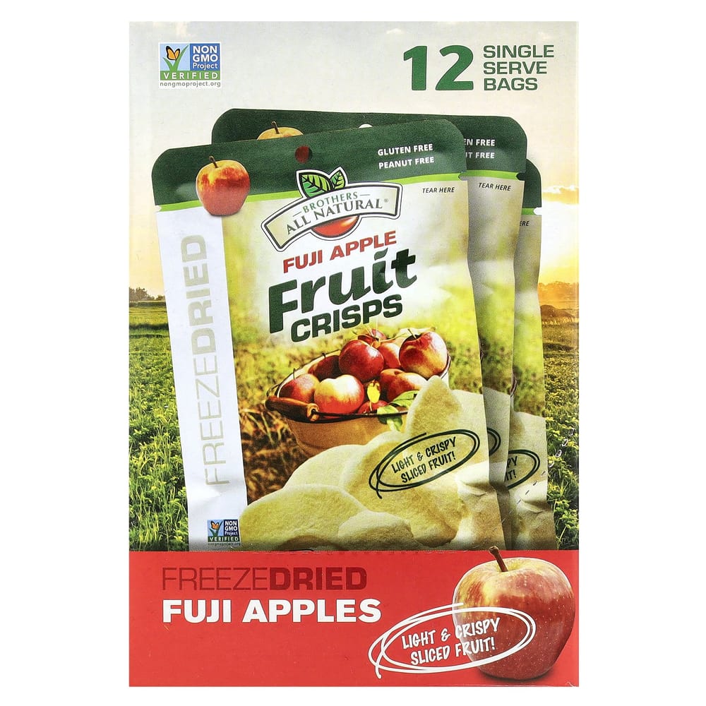 Brother All-Nature Fuji Apple Fruit Crisps, 12 Individual Packs, 10g Each (0.35oz) 120g - 1 ea