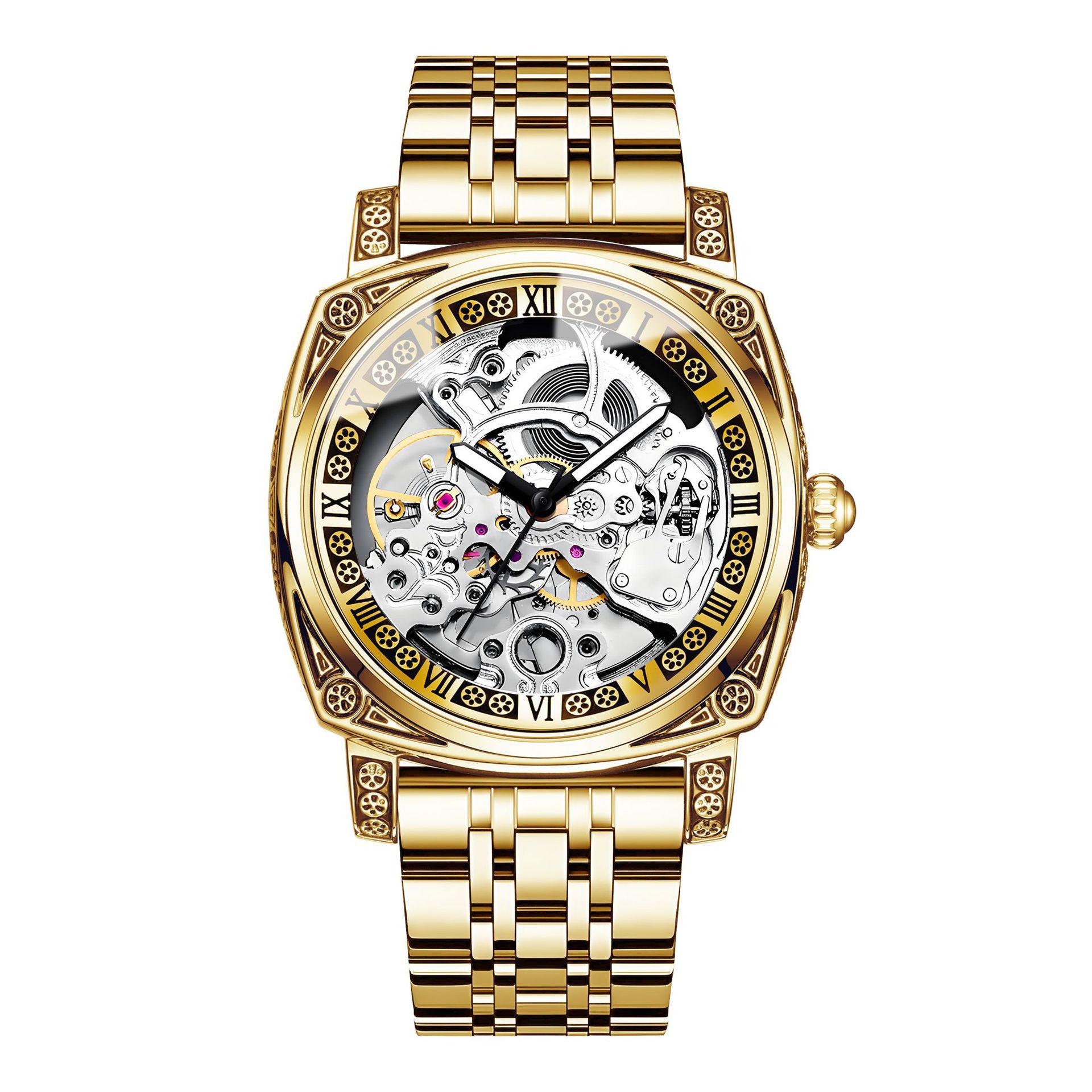 

M28 Новые Модные Мужские часы Ночная Подсветка Водонепроницаемые Механические часы с Резным Цветком Крутые Часы Подарочные часы для мужчин