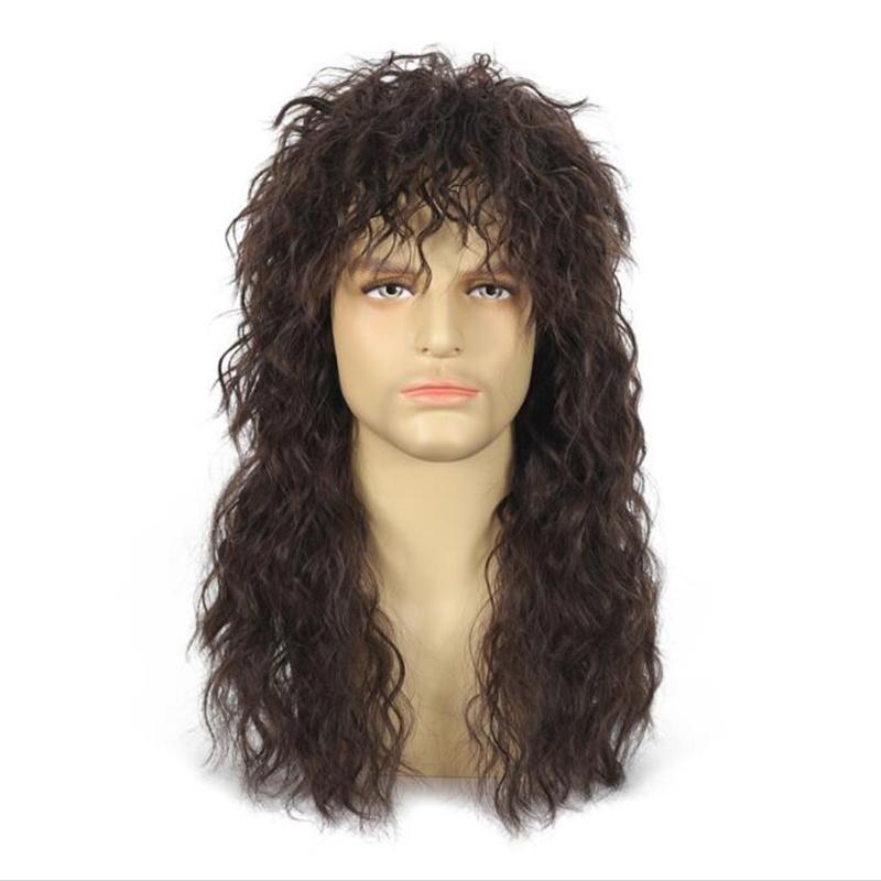 

70-е 80-е рок-звезда косплей парик рокер черный коричневый светлые волосы панк пушистый пышные парики для вечеринки на Хэллоуин маллет рок-аксессуары One Size