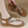 Vintage Sandals Ladies Rhinestones Comfortable Round Toe Flat Bottomed Sandal Women'S Casual Shoe Sandalias De Mujer Verano 2026