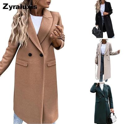 Women's Thick Wool Overcoat Windbreaker Long Sleeve Coat for Autumn/Winter