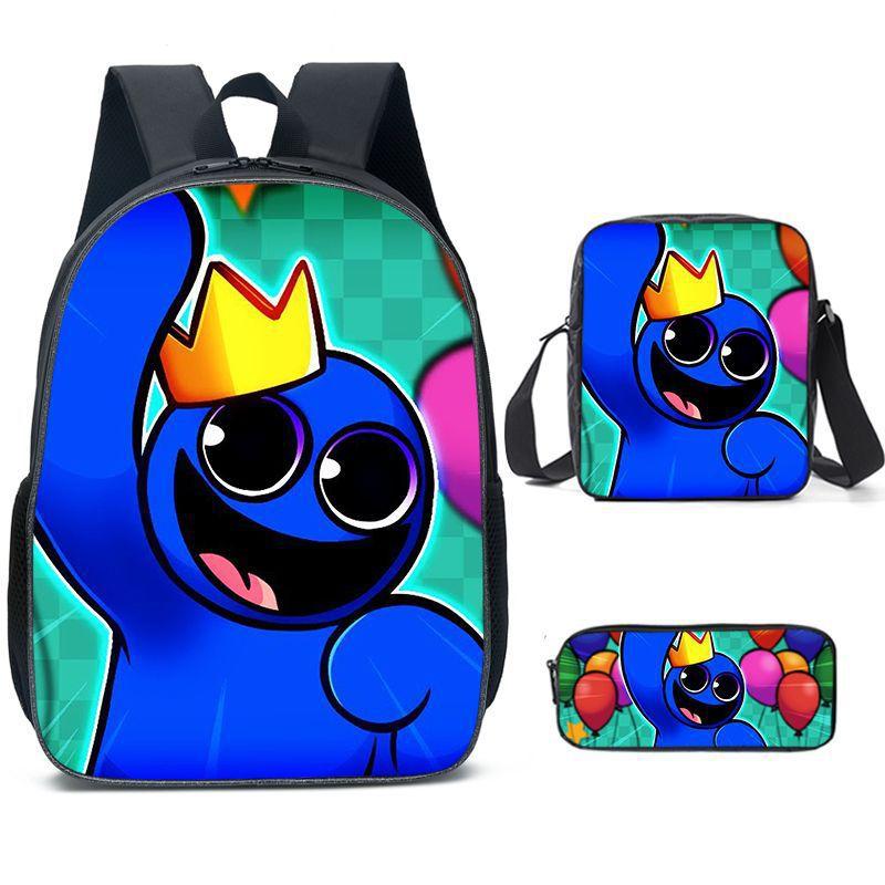 Rainbow Friends Zaino Scolastico Rainbow Friends Zaino Cartone Animato Borsa a Tracolla Astuccio Set da Tre Pezzi