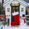 Christmas Snowman Topiary Artificial Snowman Shaped Topiary Tree Pot with Red Bow Santa Hat for Indoor Outdoor Home Porch Yard Holiday Decor