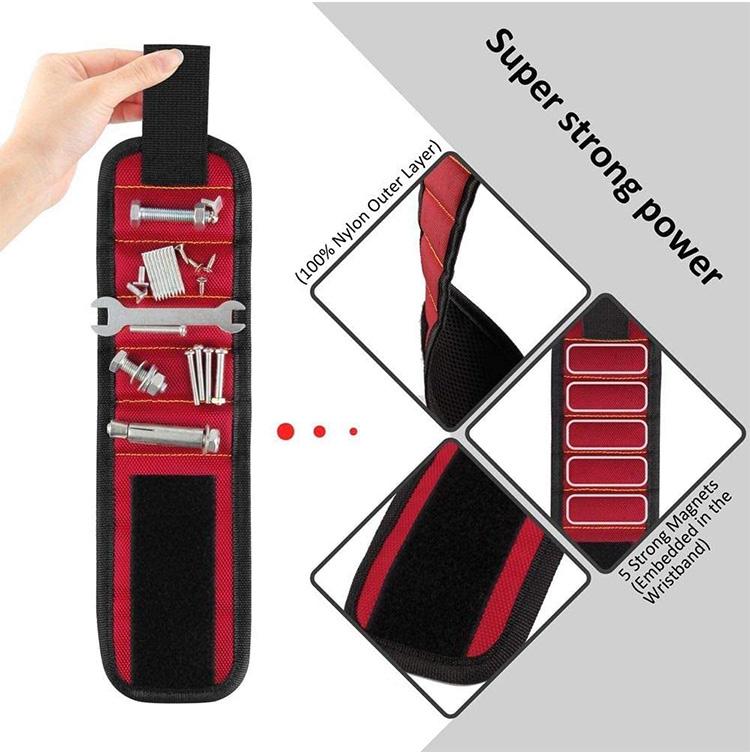 Magnetic Wristband for Holding Screws Nails Drilling Bits Wrist Tool Holder Belts with Strong Magnets Five Rows of Ten Magnets