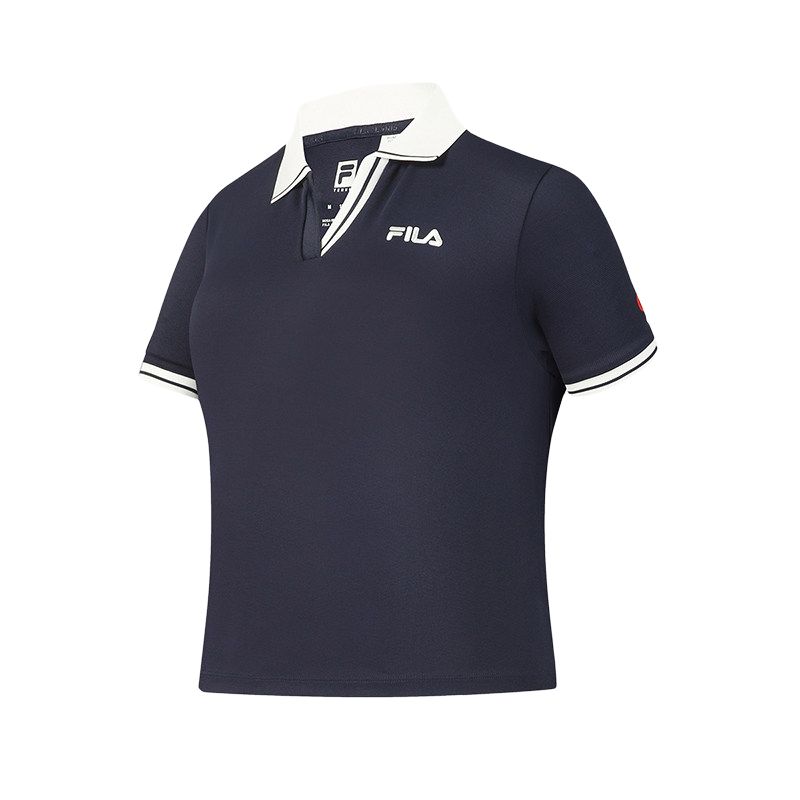 FILA Tennis Knitted Quick-Dry Short Sleeve Polo Shirt Women tops A51W623101F-NV S