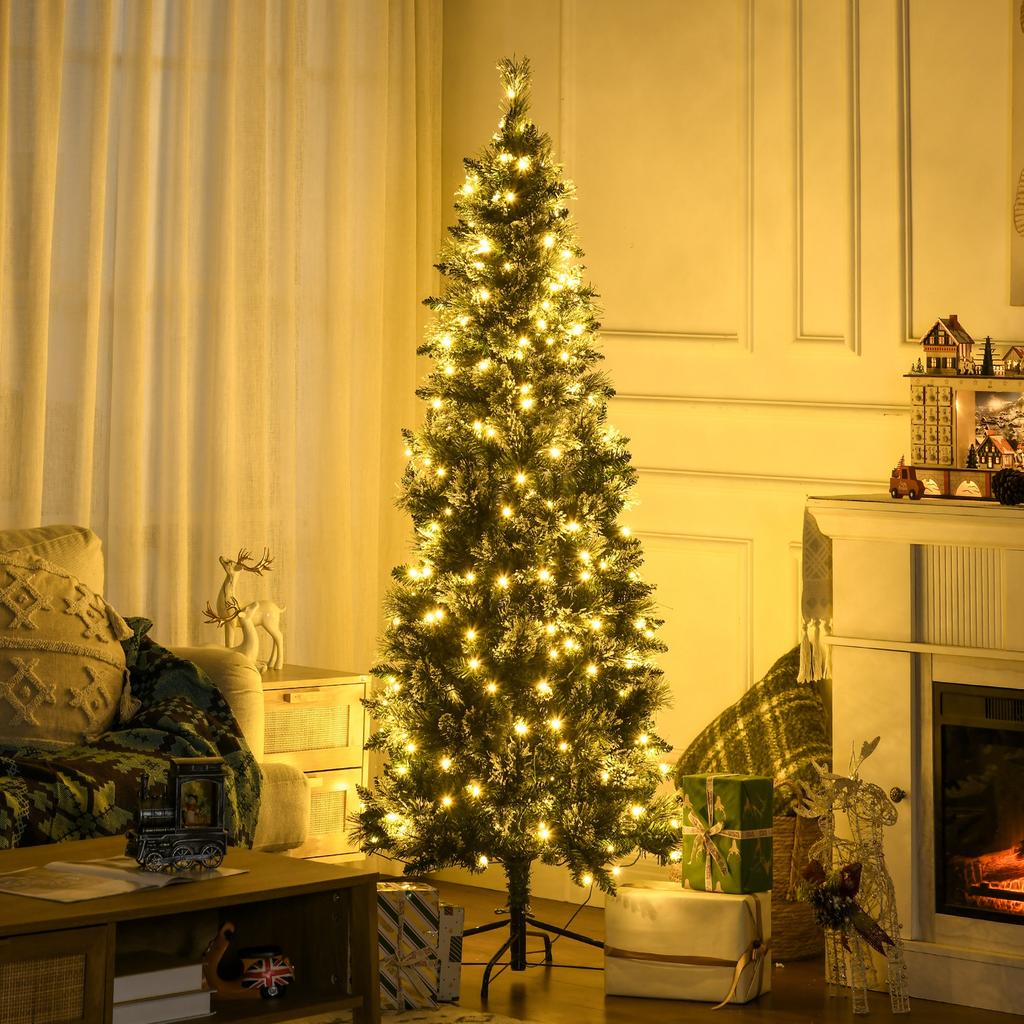 Artificial Christmas Tree 180cm with 240 LED Lights and 618 Branches, Tree with Steel Stand Ø68x180cm Green