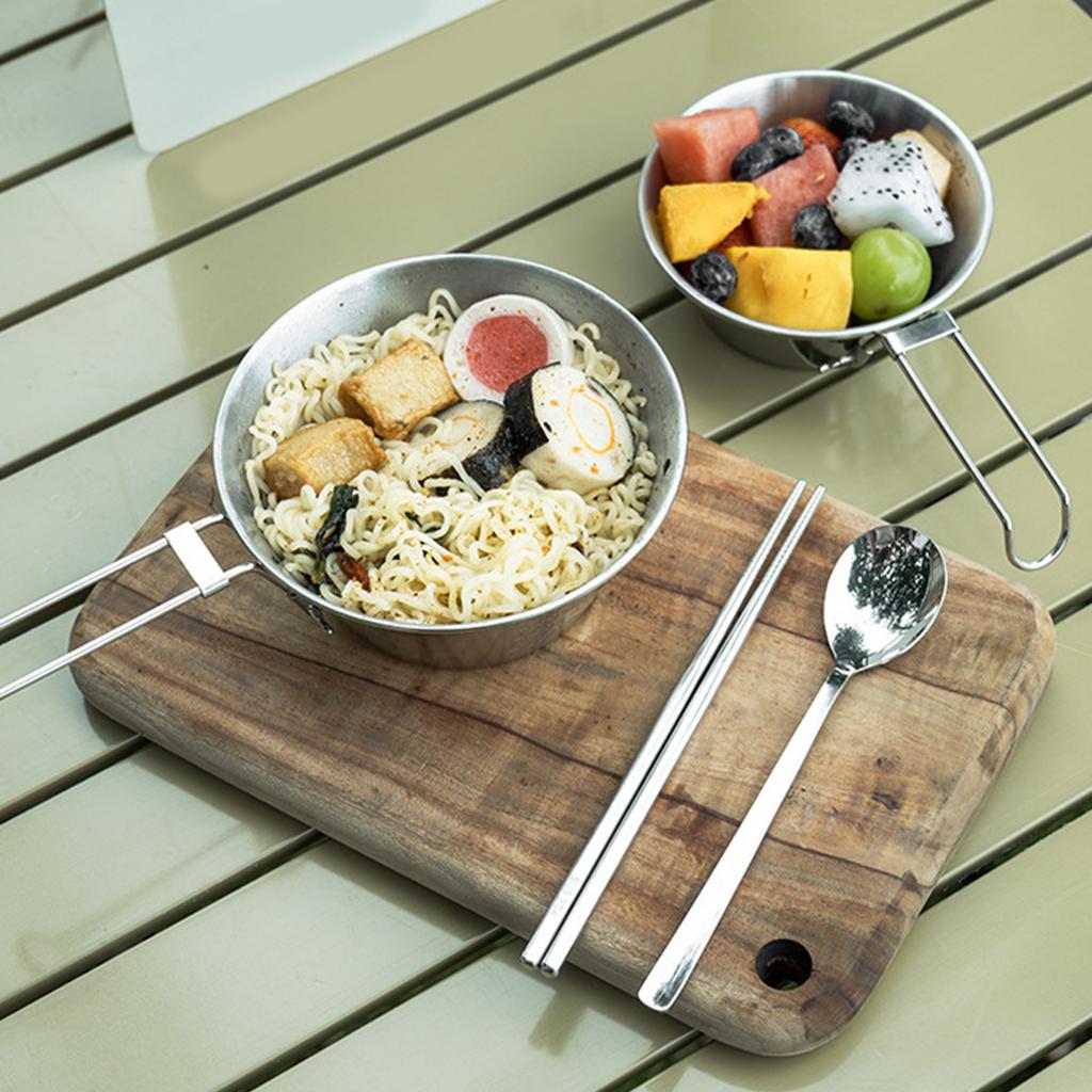 Camping Cutlery Set Stainless Steels Camp Dinnerware Cooking Tableware with Plates Bowls for Outdoor Backpacking Picnics