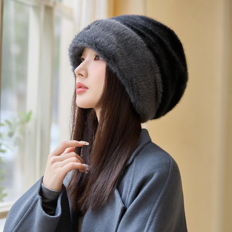 

Winter Hat Women s Fashion Plush Hat Wool Hat Warm Ear Protection Integrated Hat Hat for Women, Autumn Winter Versatile Warm Cold Weather Cap ONE SIZE