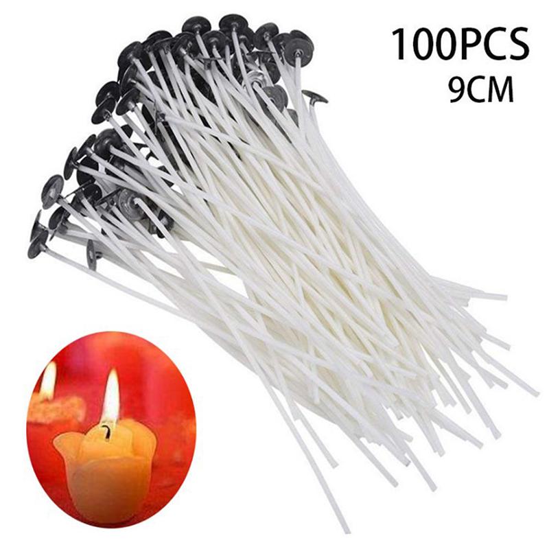 100Pcs/set Candle Wicks Smokeless Wax Pure Cotton Core 9/15/20cm DIY Candle Making Pre-waxed Wicks For Party Accessories