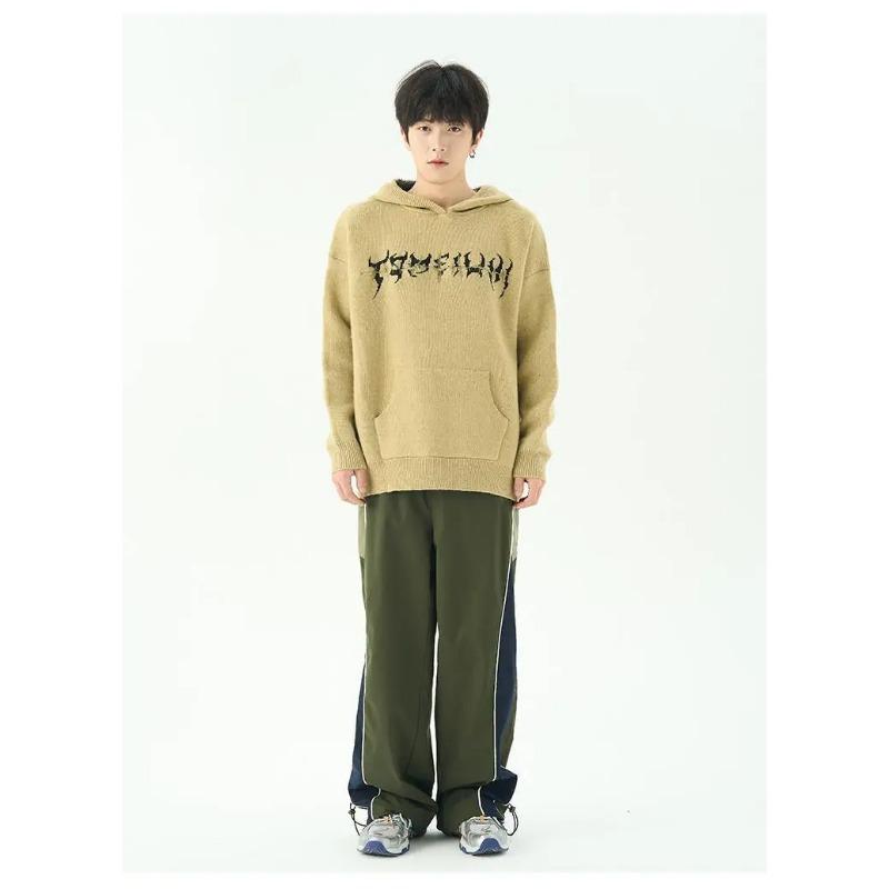 

Y2K Harajuku Свободные свитера с капюшоном для мужчин зимой Американский трикотажный свитер любители уличной моды свитер трендовый топ XL жёлтый