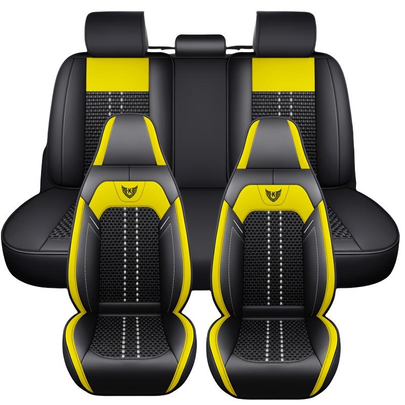 

Luxury Breathable PU Leather Ice Sliky Fiber Fabric Stitched Full Car Seat Covers,Perfect for Most Sedans and SUVs All Seasons жёлтый