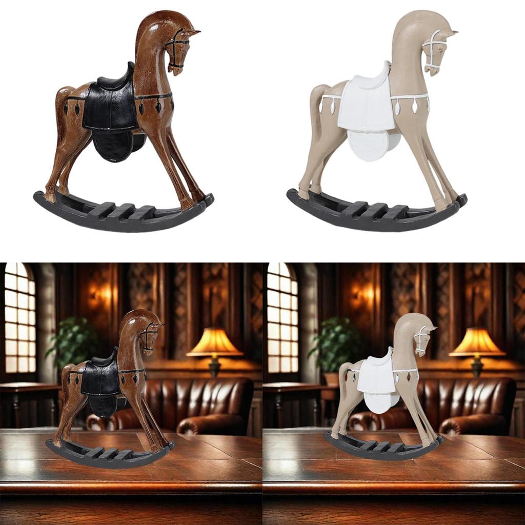 Rocking Horse Ornament Horse Figurine Desktop Animal Statue Decoration for Centerpiece TV Stand Multifunctional Portable Fashion