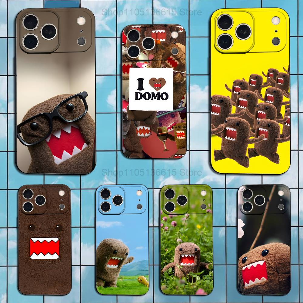 Cute D-DOMO-KUN Art Case For iPhone 17,16,15,14,13,12,11 Air,Plus,Pro Max,XS,X,XR,SE,Mini,8,7,Soft Silicone Black Cover