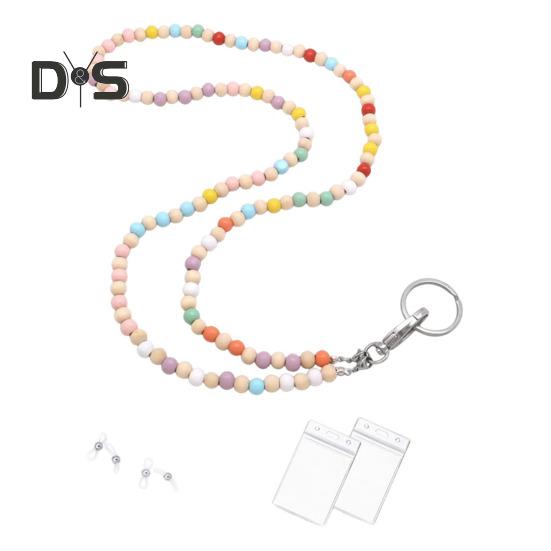 Barevné dřevěné korálky učitelské poutko na řetízek ID držák zatahovací odznak naviják klíče na brýle řetízky na brýle řetízek na brýle s pouzdry na karty