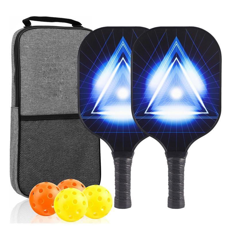Glass Fiber Pickleball Paddle Set With 4 Balls Carry Bag Lightweight Durable Racket Beginners Recreational Players