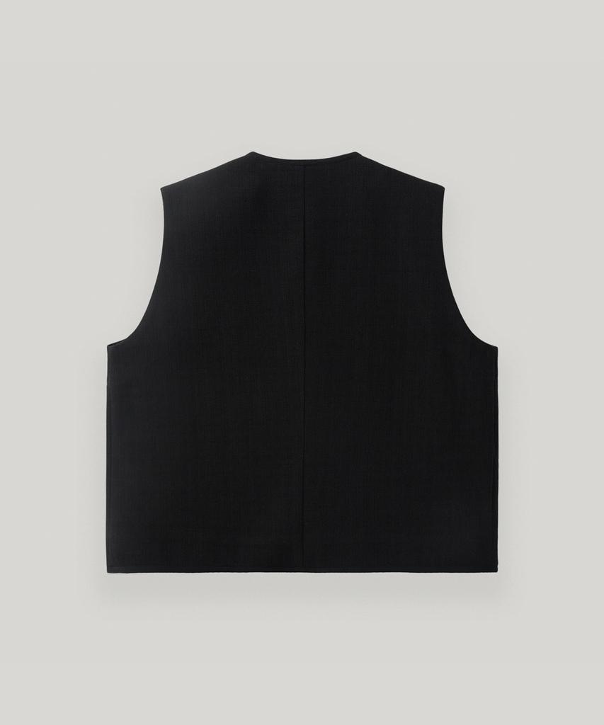 Ubeige Cotton Tweed Button Vest (Black)