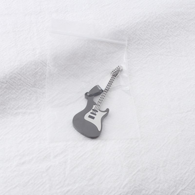 Herren & Damen Edelstahl Gitarren Anhänger Halskette, Einfaches Mode Design, Nicht Verblassend.